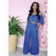 EVE Simple Solid Color Fashion Tube Top And Wide Leg Pants Two Piece Set XYMF-8024