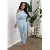 EVE Casual Solid Color Long Sleeve Pants Two Piece Set XYMF-8027