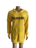 EVE Letter Printed Casual Hoodies Dress WUM-928