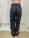 EVE Black Leather Pants With Belt LSD-8575