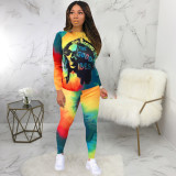 EVE Tie Dye Letter Print Long Sleeve 2 Piece Sets BLI-2207