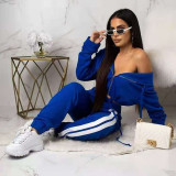 EVE Casual Hooded Zipper Two Piece Pants Set SMF-8061