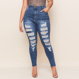 EVE Plus Size 5XL Denim Ripped Hole Skinny Jeans HSF-2386