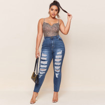 EVE Plus Size 5XL Denim Ripped Hole Skinny Jeans HSF-2386