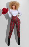 EVE Houndstooth Plaid Long Sleeve Suspenders Pants 2 Piece Sets SFY-203