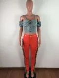 Sexy Sequin Tassel Plush PU Leather Pants LA-3241