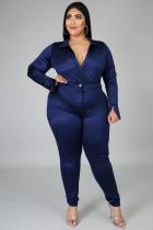 EVE Plus Size 5XL Sexy V Neck Bodysuit+Pants Two Piece Sets BMF-052