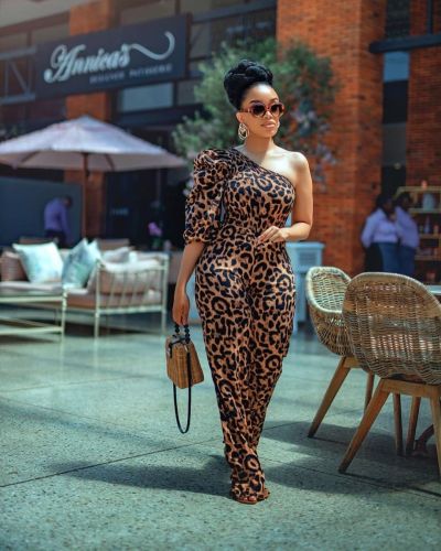 EVE Sexy Leopard Print Single Sleeve Jumpsuit OMY-8020