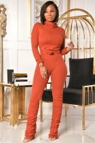 EVE Casual Solid Turtleneck Stacked Pants 2 Piece Sets OMY-8103