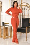 EVE Casual Solid Turtleneck Stacked Pants 2 Piece Sets OMY-8103