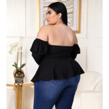 EVE Plus Size 5XL Off Shoulder Peplum Tops ASL-7009