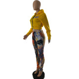 EVE Fashion Plush Hooded Sweatshirts And All-match Printed Pants Suit CQF-930