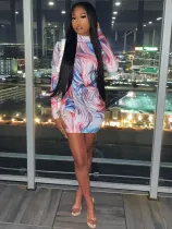 EVE Fashion Sexy Printed Round Neck Dress XMF-032
