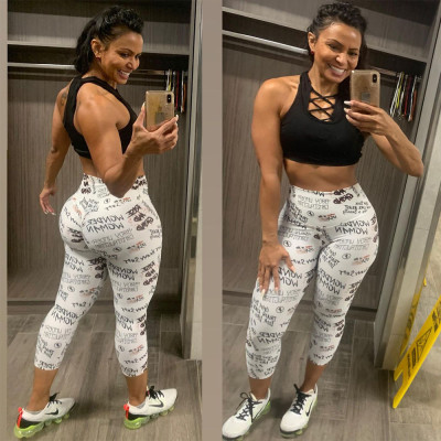 EVE Letter Printed Sports Fitness Casual Pants WXF-8828