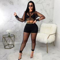 EVE Sexy Mesh See Though Hooded 2 Piece Sets (Without Bra Top) SMR-9859
