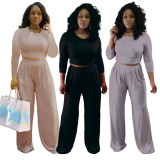 EVE Solid Long Sleeve Two Piece Pants Set SMR-9691