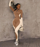 EVE Plus Size Fashion Sports Fitness Yoga Long Sleeve Pants Two Piece Set WAF-7124