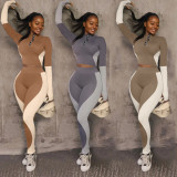 EVE Plus Size Fashion Sports Fitness Yoga Long Sleeve Pants Two Piece Set WAF-7124