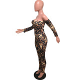 EVE Fashion Sexy Leopard Print Backless Tie Up Jumpsuit OMY-5178