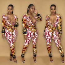 EVE Sexy Long Sleeve Slim Totem Print Jumpsuit ANNF-6038