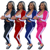 EVE Fashion Zipper Coat And Pants Sports Casual Two Piece Set XYF-9080