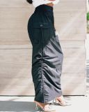 EVE Black Drawstring Long Skirt OD-8413