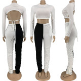 EVE Casual Long Sleeve Ruched Pants Two Piece Sets FNN-8571