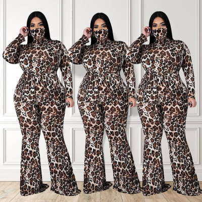EVE Plus Size 5XL Leopard Print Jumpsuits Without Mask WAF-7137