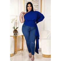 Plus Size 5XL Sexy Solid One Shouder Irregular Tops ASL-7010