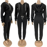 EVE Casual Sports Hoodies Zipper Two Piece Pants Set FNN-8576