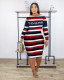 EVE Plus Size 4XL Striped Letter Print Midi Dress OM-1199