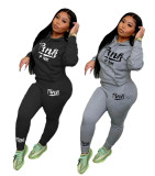 EVE Fashion PINK Letter Printed Hoodie And Pants Casual Suit XMF-036