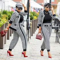 EVE Fashion Casual Long Sleeve Houndstooth Two Piece Set OLYF-6031