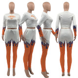 EVE Fashion Flame Diamond Print Long Sleeve Pants Two Piece Set JCF-7044