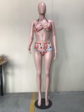 EVE Geometric Print Padded Swimwear Bikinis 3 Piece Sets OD-68260
