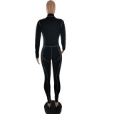 EVE Sexy Hollow Fashion Zipper Long Sleeve Jumpsuit CQF-933