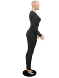 EVE Casual Letter Lips Print Long Sleeve Tight Jumpsuit YIBF-6035