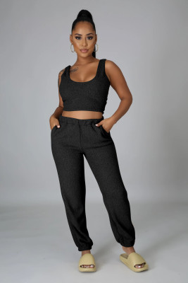 EVE Solid Tank Tops+Long Cloack+Pants 3 Piece Sets MEM-8321