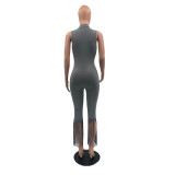 EVE Fashion Casual Sleeveless Slim Tassel Jumpsuit QSF-5028