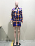 EVE Plaid Print Long Sleeve Top Mini Skirt 2 Piece Sets OD-68200