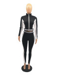 Casual Sports Long Sleeve Zipper 2 Piece Pants Set FOSF-8035