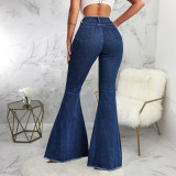 EVE Plus Size Denim Ripped Hole Flared Jeans HSF-2404