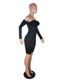 EVE Sexy Off Shoulder Long Sleeve Bodycon Midi Dress WSM-5186