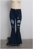 EVE Plus Size Denim Ripped Hole Flared Jeans HSF-2404