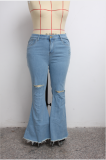 EVE Plus Size 5XL Denim Ripped Hole Flared Jeans HSF-2397