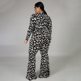 EVE Plus Size Fashion Casual Print Long Sleeve Jumpsuits NNWF-7010