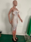 EVE Plus Size Tie Dye Print Sleeveless Hollow Maxi Dress LSD-8701