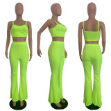 EVE Sexy Slip Crop Top Flared Pants 2 Piece Sets LSD-8670
