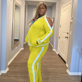 EVE Plus Size Casual Tracksuit Zipper Two Piece Sets OSIF-20999