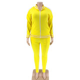 EVE Plus Size Casual Tracksuit Zipper Two Piece Sets OSIF-20999